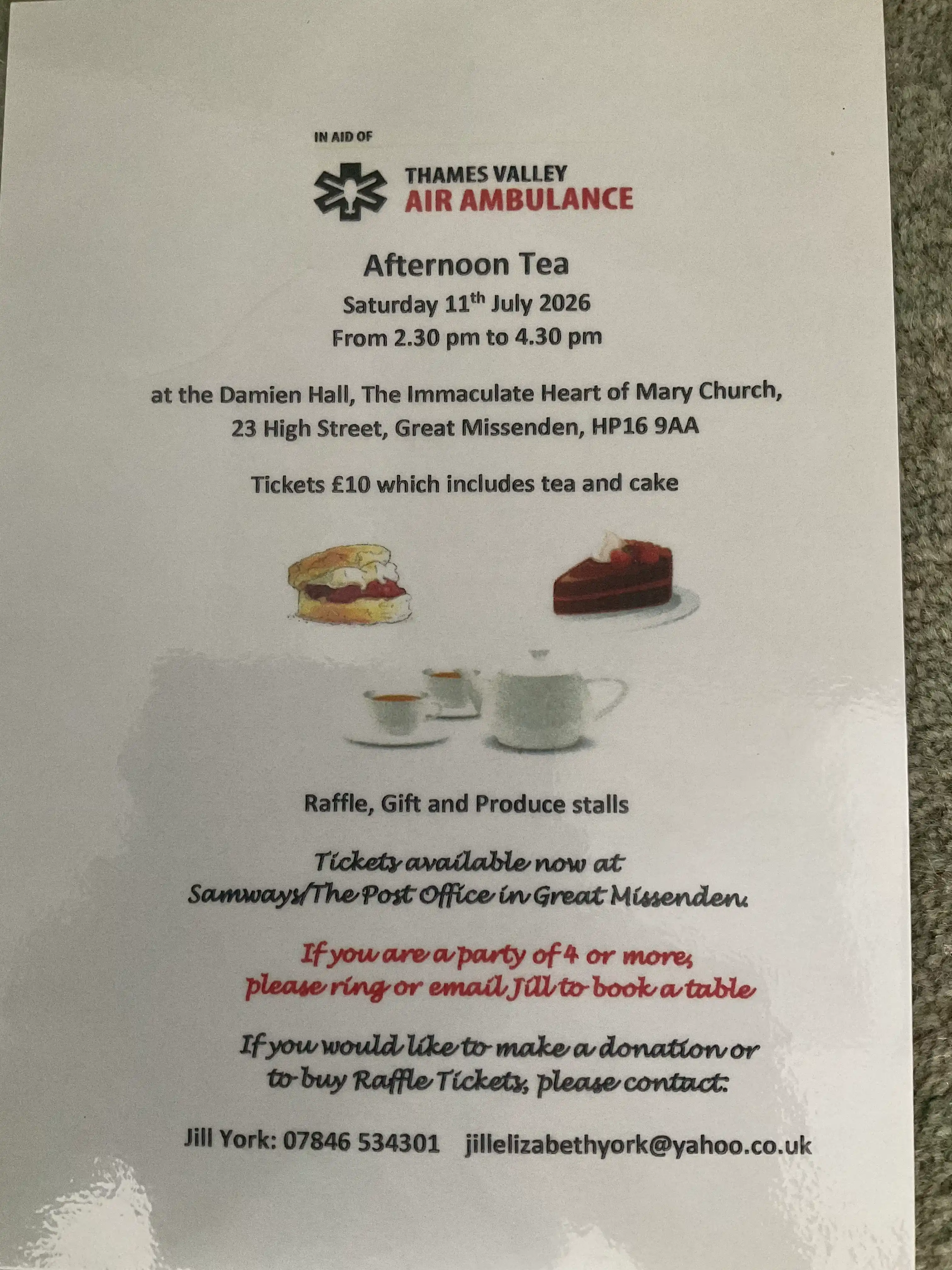 Afternoon Tea In Aid Of Thames Valley Air Ambulance
