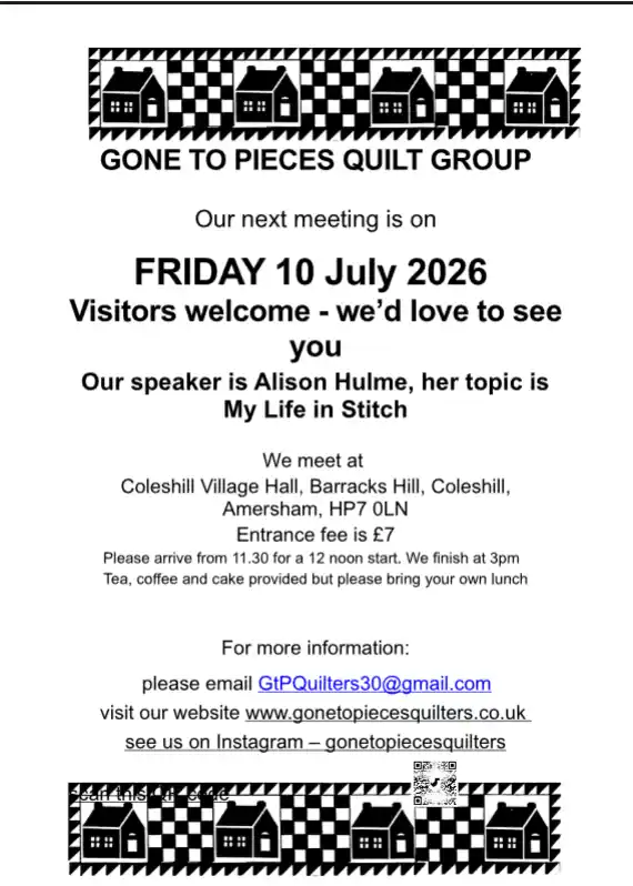 GtP Quilt Group Meeting With Visiting Speaker Alison Hume