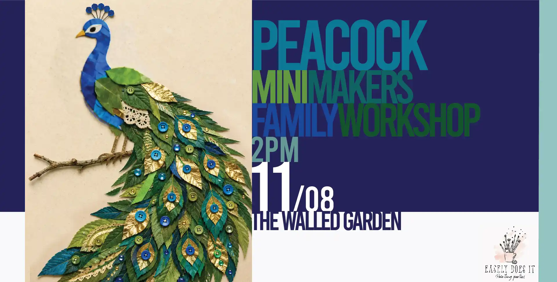 Mini Makers Peacock Collage Family Workshop