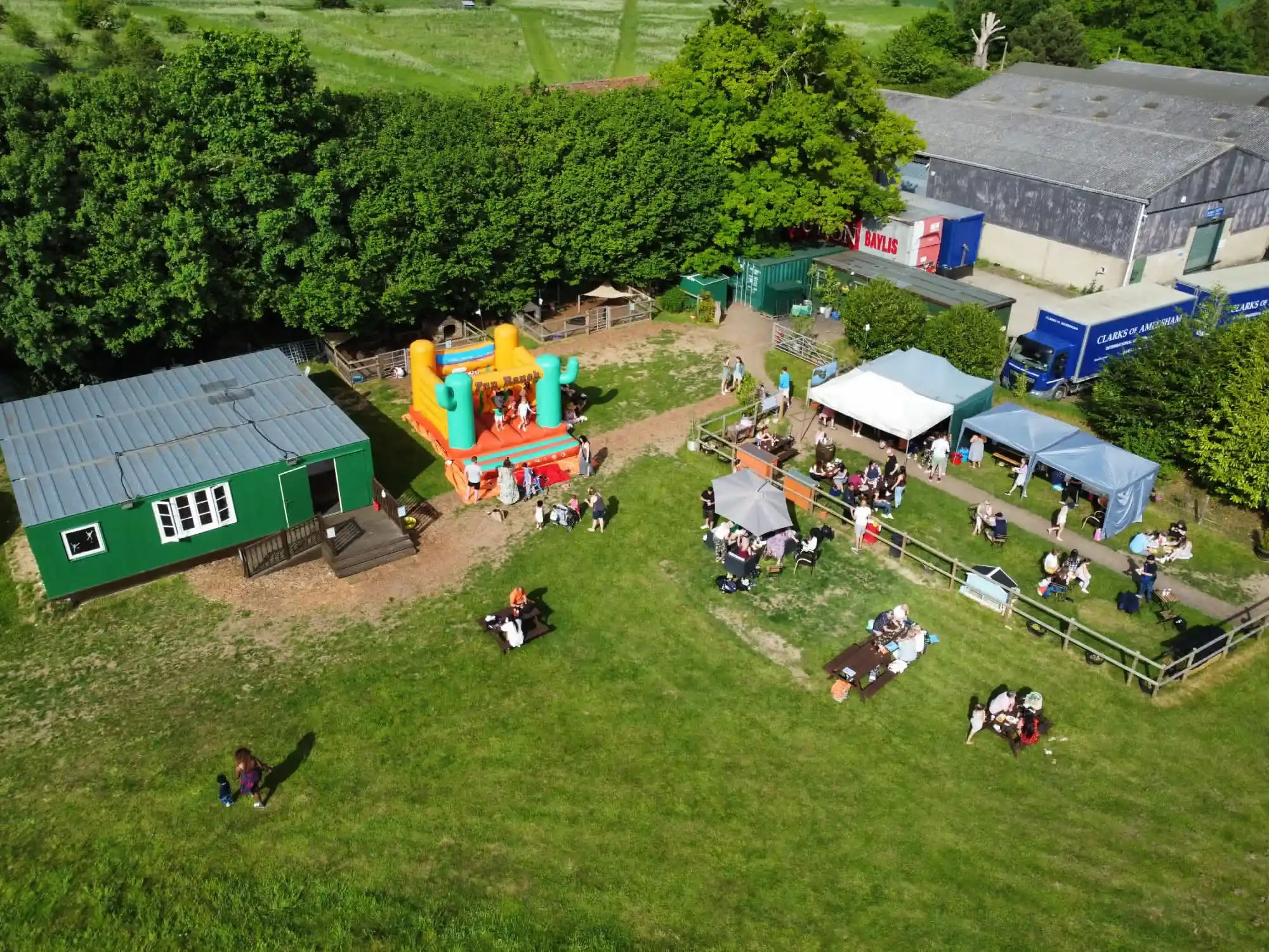 Arial shot of the farm