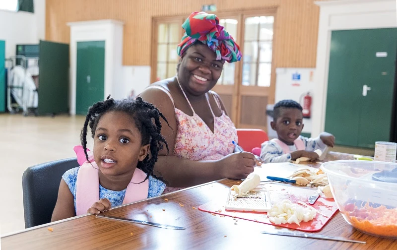 A family at the Ucycle!Eat, create, reuse workshop at Bucks Culture Open Weekend